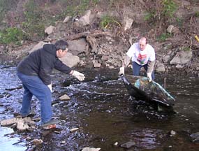 Pulling trash from Big Creek