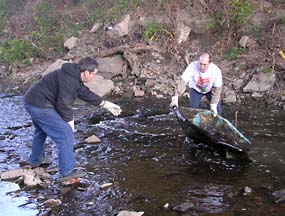 Pulling trash from Big Creek