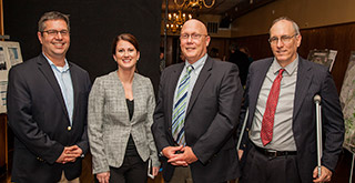 Mayors Degeeter, Gallagher, Byrne with Bob Gardin